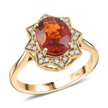 AAA Honig Granat und Diamant Ring in 417 Gold - 4 ct.