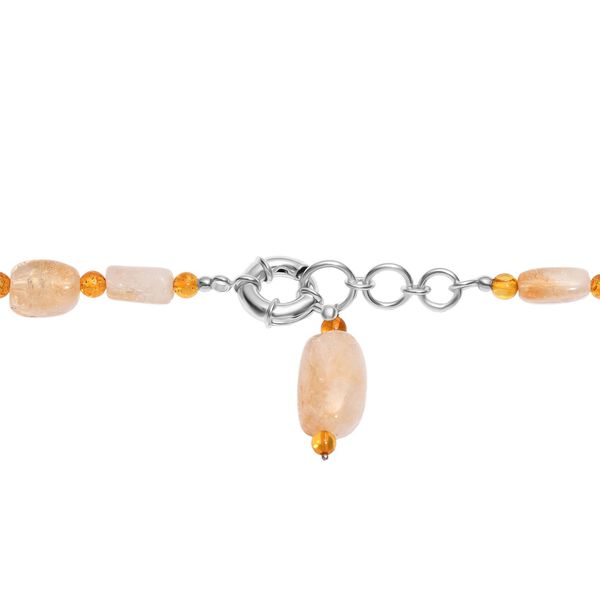 Citrin, Bernstein Halskette ca. 50 cm mit 2.5 cm extender, Nickelfreies Messing platiniert image number 5