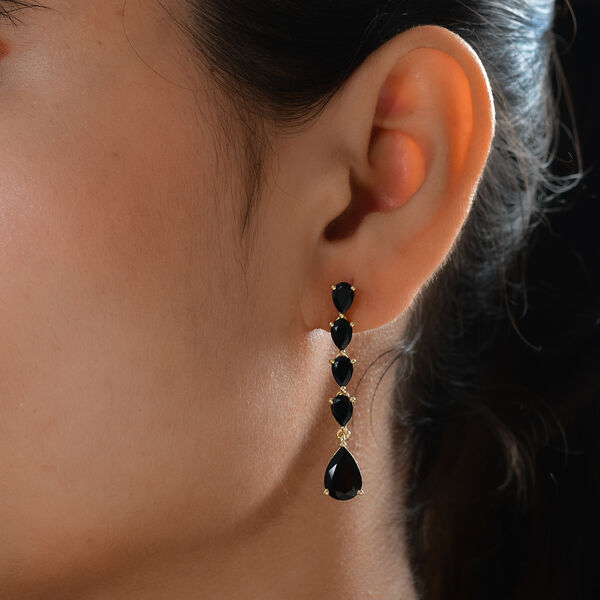 Schwarzer Turmalin Ohrh&auml;nger 925 Silber vergoldet ca. 6,77 ct&nbsp; image number 3