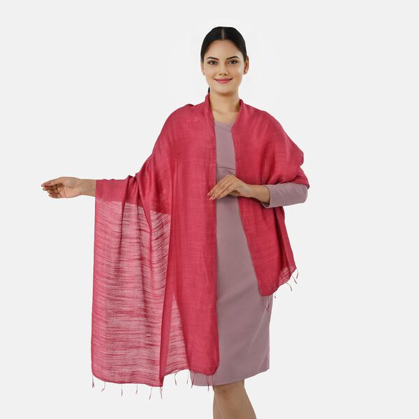 LA MAREY - Seiden Leinen Schal, 70 x 180 cm, Rosa