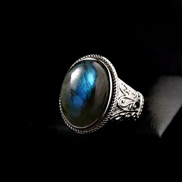 Labradorit Ring, 316L Edelstahl , (Gr&ouml;&szlig;e 19.00) ca. 13.73 ct image number 3