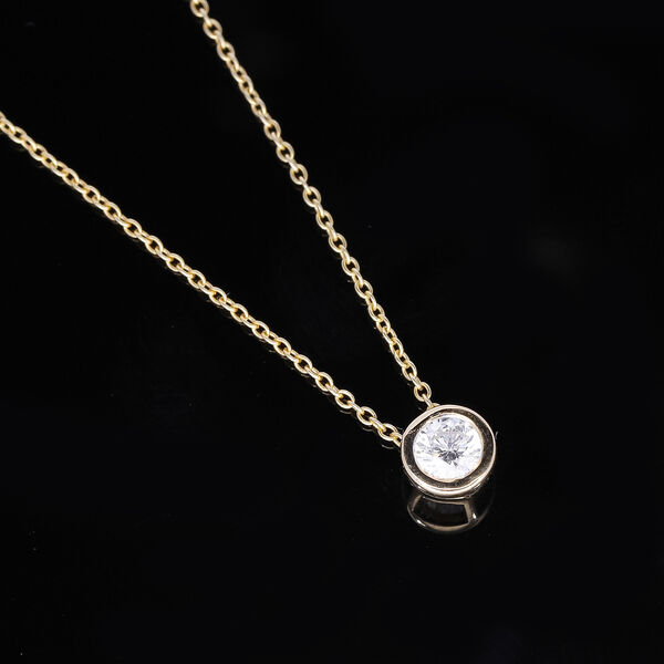 LUXURIANT VS-EF Labor Diamant Anh&auml;nger mit 50cm Kette, 925 Silber Gelbgold Vermeil- 0,25 ct. image number 2