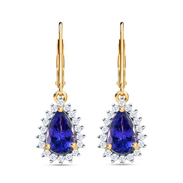 AAA Tansanit und Diamant Ohrringe - 2,10 ct.