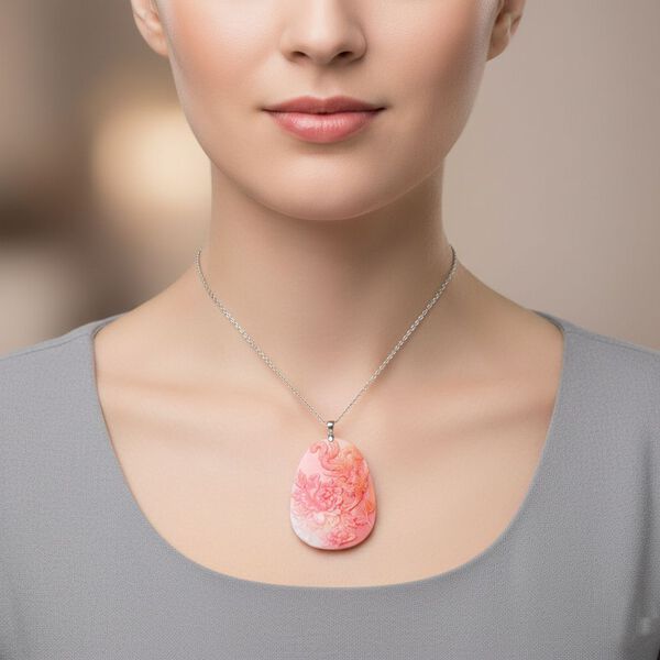 D'Joy Natürlicher Rosa Königsmuschel Perle Schmuckset ca. 50 cm 925 Silber rhodiniert ca. 0,00 ct. image number 2