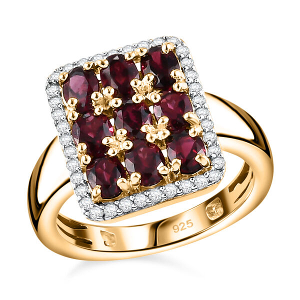 Anthill Granat und Zirkon-Ring, 925 Silber Gelbgold Vermeil  ca. 2,33 ct image number 4