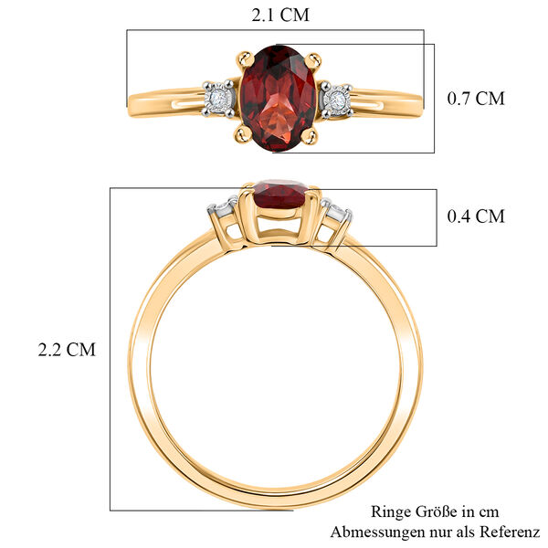 EVER TRUE Mosambik Granat, Wei&szlig;er Diamant Ring Nickelfreies Messing (Gr&ouml;&szlig;e 18.00) ca. 0,92 ct image number 6