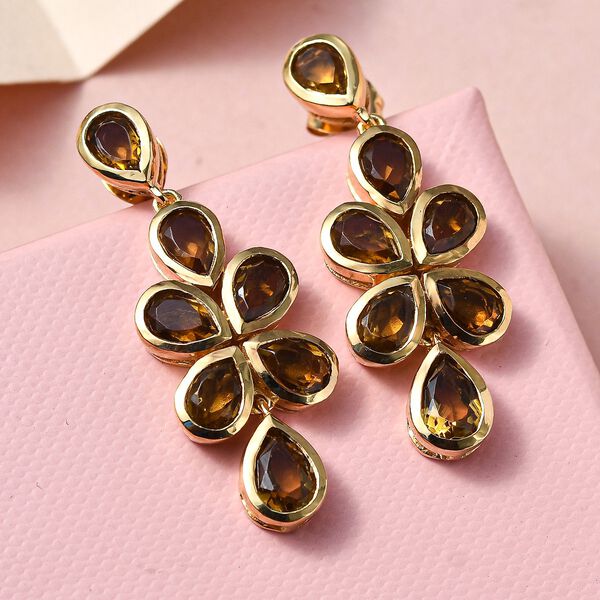 Champagner Quarz Ohrringe, 925 Silber vergoldet ca. 7,88 ct image number 2