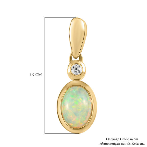 Nat&uuml;rliche, &auml;thiopische Opal und wei&szlig;e Zirkon-Ohrringe, 925 Silber vergoldet ca. 1,11 ct image number 5