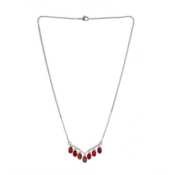Rotes Granat Collier, ca. 50 cm, 925 Silber mit Edelstahl kette ca. 4.21 ct image number 3