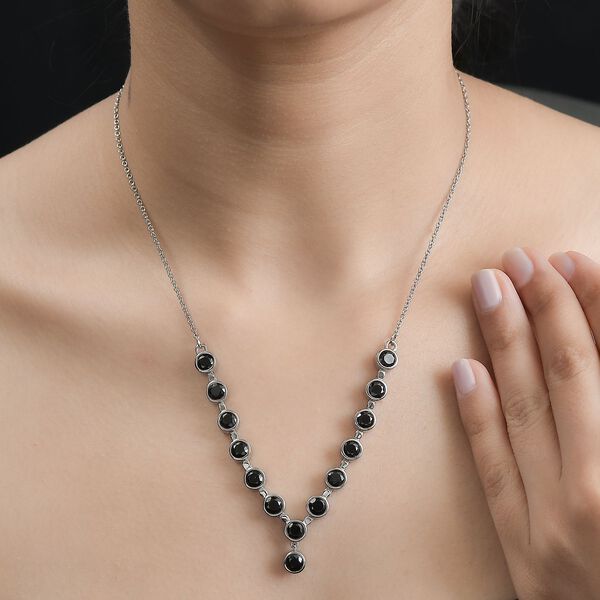 Schwarzer Spinell Halskette ca. 45 cm Edelstahl ca. 5,74 ct. image number 3