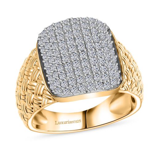 LUXURIANT DIAMOND - Lab Grown Diamant SI-GH SGL zertifiziert Ring 925 Silber 750 Gelbgold Vermeil (Größe 21.00) ca. 1.00 ct image number 2
