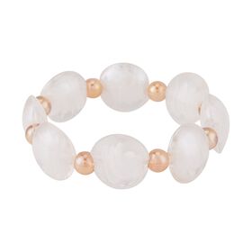 Champagner Kristall, Weißes Murano-Stil Glas Armband, Flexibel