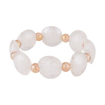 Champagner Kristall, Wei&szlig;es Murano-Stil Glas Armband, Flexibel