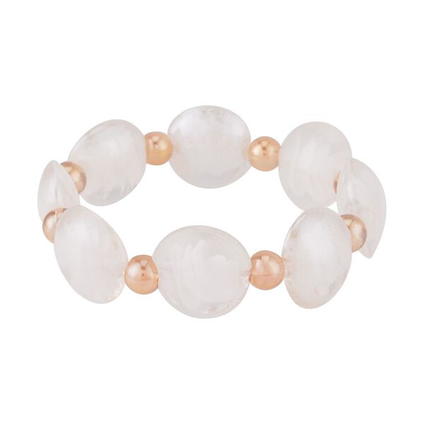 Champagner Kristall, Weißes Murano-Stil Glas Armband, Flexibel image number 0