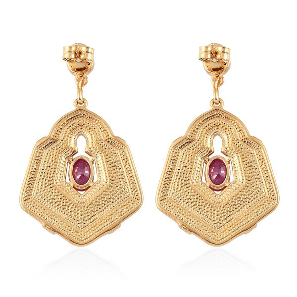 Afrikanische Rubin emaillierte Solit&auml;r-Ohrh&auml;nger in Silber, 2,21 ct. image number 4