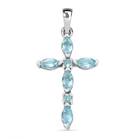 Paraiba-Apatit Anhänger 925 Silber platiniert ca. 1.24 ct