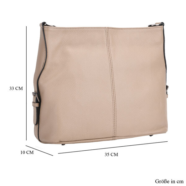 Echtleder-Crossbody-Tasche aus gepr&auml;gtem Leder, verstellbarer Schulterriemen (ca. 120 cm), 32x12x25 cm, Hellbraun image number 6