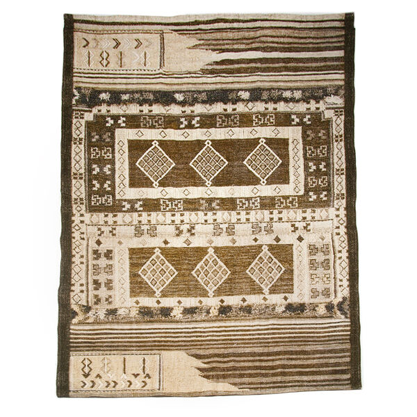 Handgefertigter Digitaldruck-Teppich aus Baumwolle, beige und braun image number 4