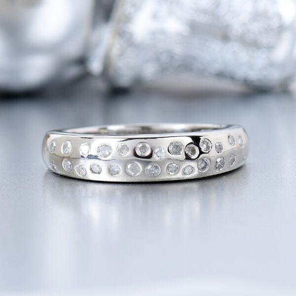 Diamant Band Ring 925 Silber Platin-Überzug image number 2