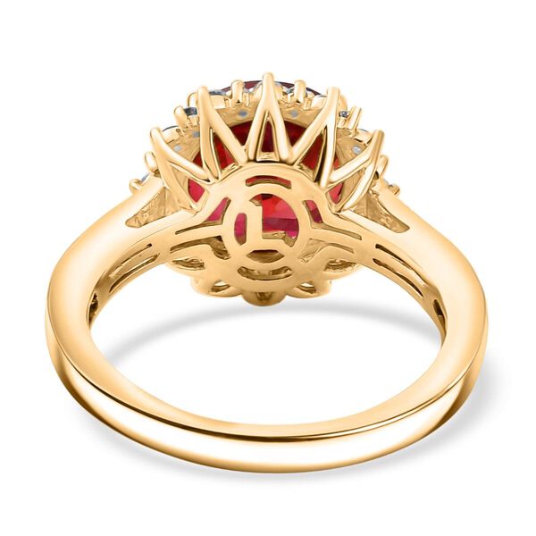 LUXURIANT DIAMOND- zertifiziert und gepr&uuml;ft AAA Labor Padparadscha Saphir und Labor Diamant Ring in 417 Gold - 4,32 ct. image number 4