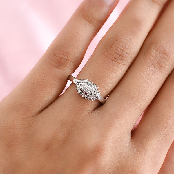 Diamant Cluster Ring 925 Silber platiniert  ca. 0,25 ct image number 2