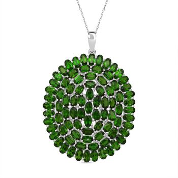 Nat&uuml;rlicher Chromdiopsid Schmuckset 925 Silber rhodiniert ca. 21,22 ct.