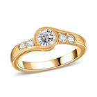 Moissanit Ring 925 Silber Gelbgold Vermeil (Größe 16.00) ca. 0,74 ct