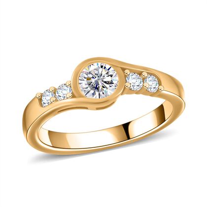 Moissanit Ring 925 Silber Gelbgold Vermeil (Gr&ouml;&szlig;e 16.00) ca. 0,74 ct