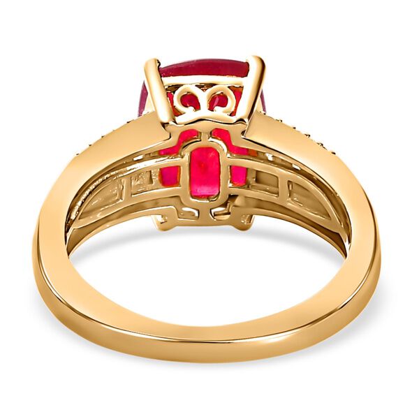 Afrikanischer Rubin (Fissure gefüllt) und weißer Zirkon Ring, 925 Silber vergoldet (Größe 19.00) ca. 4.94 ct image number 6