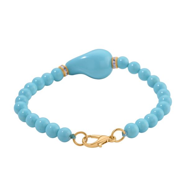 3er Set Muschelkernperlen-Schmuckst&uuml;cke in Sleeping Beauty-Farbe, bestehend aus Armband (ca. 19 cm) und zwei Halsketten (ca. 40 cm und 50 cm), gelb vergoldet image number 7