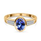 AAA Tansanit, weißer Diamant Ring, 585 Gold (Größe 18.00) ca. 1.63 ct