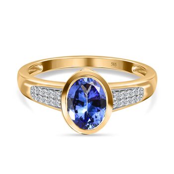 AAA Tansanit, wei&szlig;er Diamant Ring, 585 Gold (Gr&ouml;&szlig;e 18.00) ca. 1.63 ct