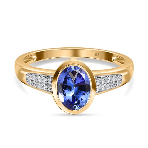 AAA Tansanit und Diamant Ring in 585 Gelbgold - 1,63 ct. image number 0