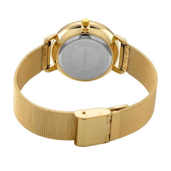 STRADA Armbanduhr, Sonnenschliff Zifferblatt zweifarbig, Edelstahl Mesharmband, Goldfarben image number 7