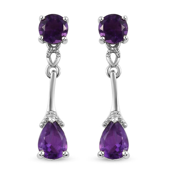 Afrikanisch Amethyst Ohrh&auml;nger 925 Silber platiniert ca. 2,11 ct&nbsp;