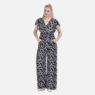 Jumpsuit mit gesmokter Taille und Flatterärmel, schwarz