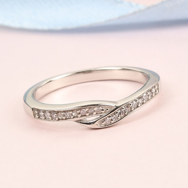 Diamant Bypass Ring 925 Silber Platin-Überzug image number 2