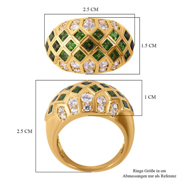 Natürlicher Chromdiopsid, weißer Zirkon Ring, 925 Silber vergoldet (Größe 16.00) ca. 2.99 ct image number 5