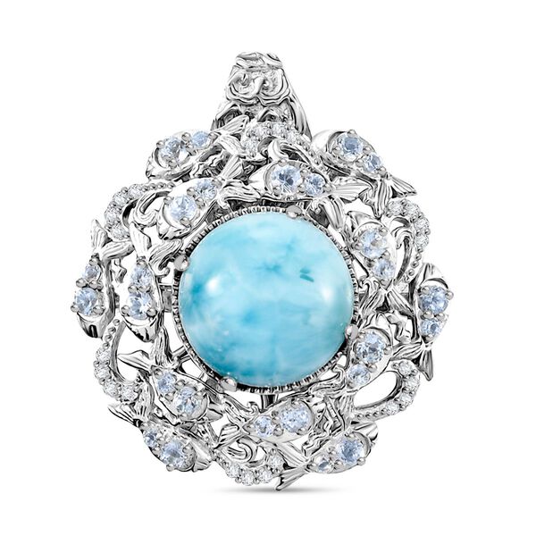 Larimar, himmelblauer Topas und Zirkon Anh&auml;nger - 8,91 ct.