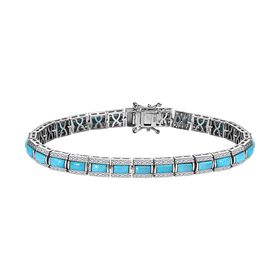 AA amerikanisches, natürliches Sleeping Beauty Türkis und Zirkon-Armband - 11,36 ct.
