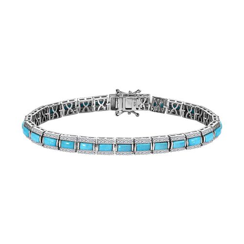 AA amerikanisches, natürliches Sleeping Beauty Türkis und Zirkon-Armband - 11,36 ct. image number 0