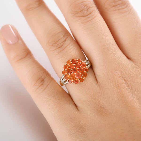 Blaze Feueropal Ring 925 Silber 750 Gelbgold Vermeil (Gr&ouml;&szlig;e 19.00) ca. 1.56 ct image number 2