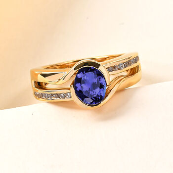 Tansanit und Zirkon-Ring - 1,30 ct.