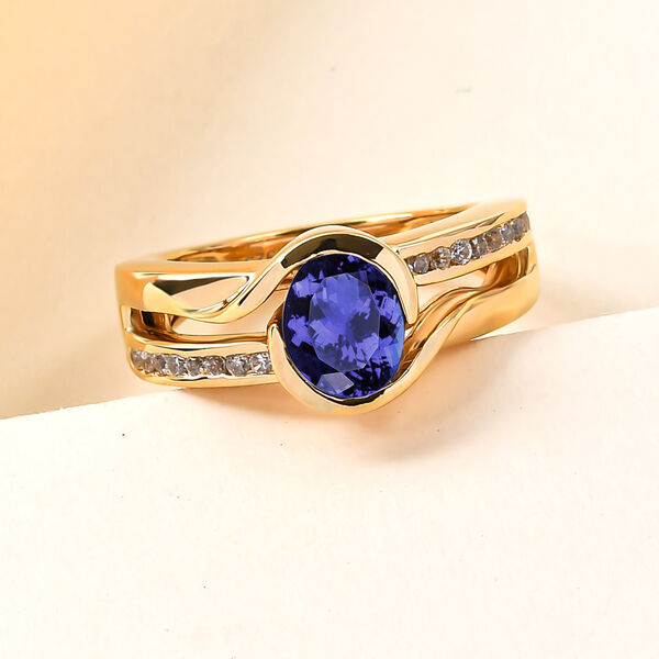 Tansanit und Zirkon-Ring - 1,30 ct. image number 2