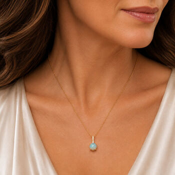 AAA nat&uuml;rlicher, &auml;thiopischer Welo Opal und Diamant Anh&auml;nger in 585 Gold - 7,15 ct.