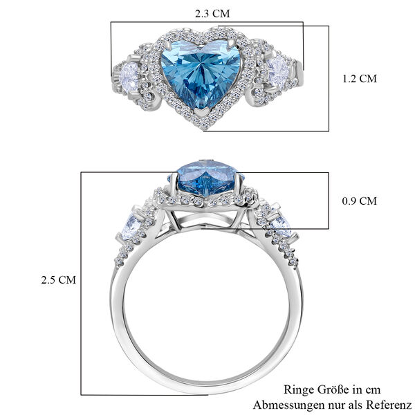 LUXURIANT DIAMANT - Lab Grown Blauer Diamant VS-EF, Lab Grown Diamant VS-EF IGI zertifiziert Ring 950 Platin (Gr&ouml;&szlig;e 18.00) ca. 3,00 ct image number 6