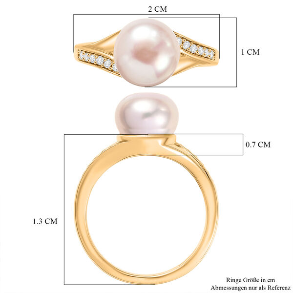 EverTrue Pfirsich S&uuml;&szlig;wasser Perle und Zirkon Ring image number 6