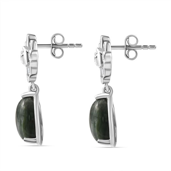 Viktorianische Bl&uuml;te - Sibirischer Seraphinite, Wei&szlig;er Zirkon Ohrringe, 925 Silber platiniert ca. 7.69 ct image number 4