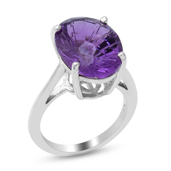 Lusaka Amethyst Solitär Ring 925 Silber Platin-Überzug image number 3