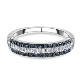 Weißer und blauer Diamant Ring, 925 Silber platiniert (Größe 20.00) ca. 0.25 ct